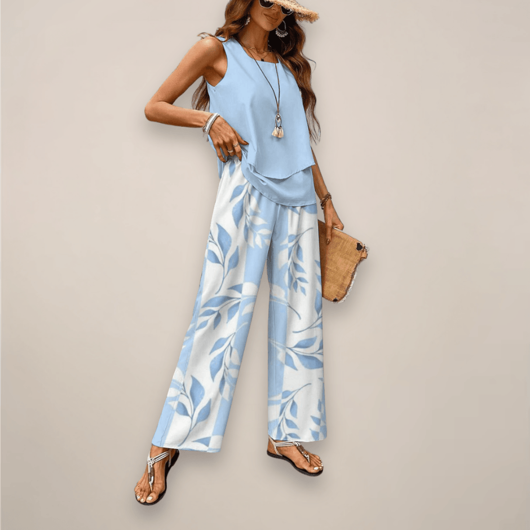 Women’s Two-Piece Set – Sleeveless Top with Straight-Leg Trousers for Effortless Elegance