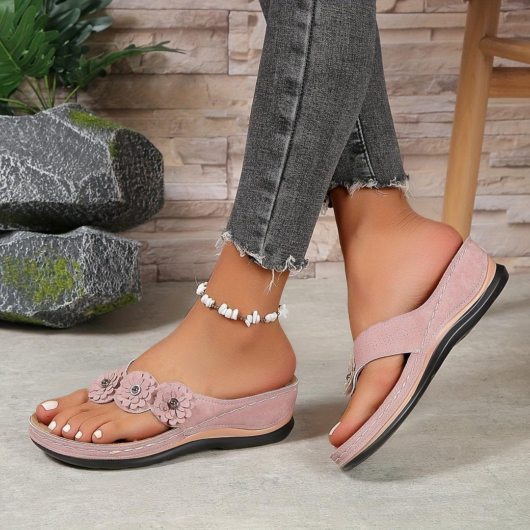 Pippa | Women's Floral Detail Platform Wedge Sandals