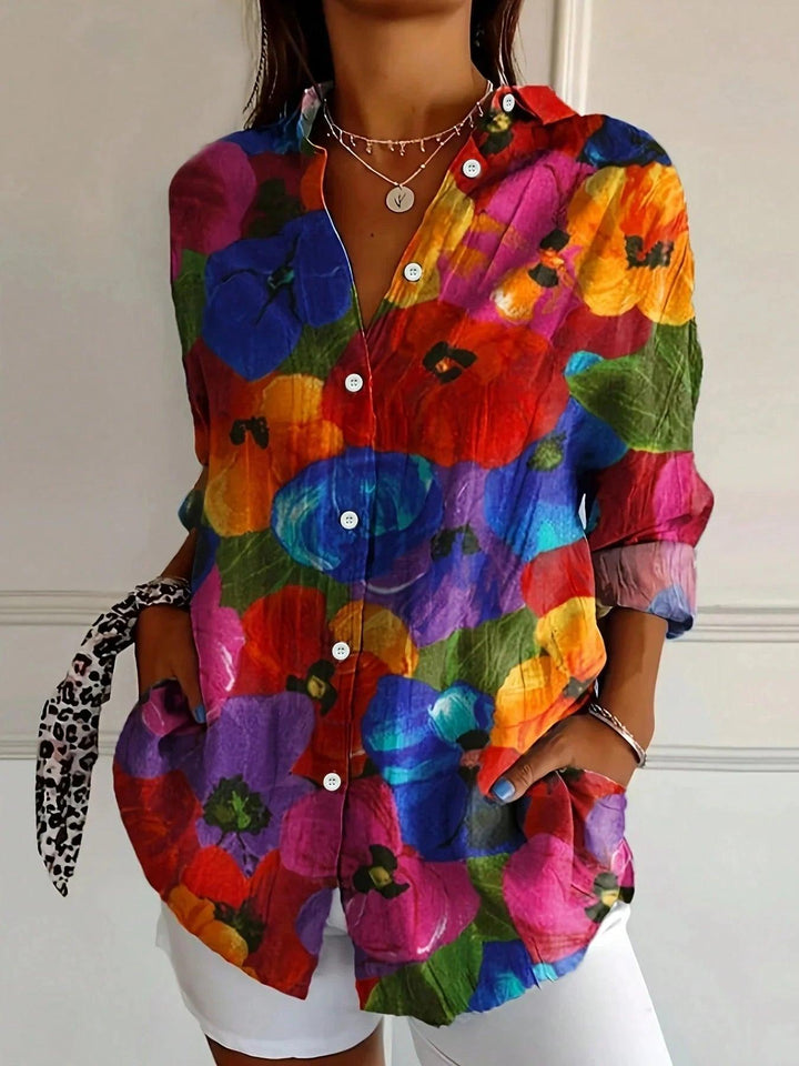 Ada | Women’s Long Sleeve Button Up Floral Blouse