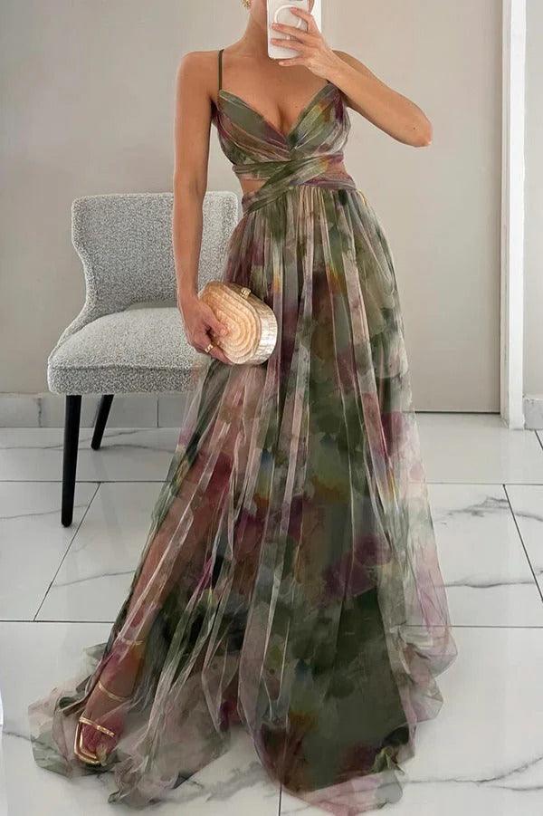 Kelly | Women’s Glamorous Maxi Wedding Guest Dress with V-Neck
