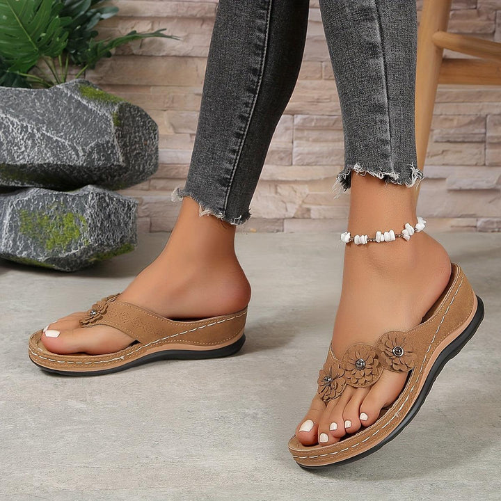 Pippa | Women's Floral Detail Platform Wedge Sandals