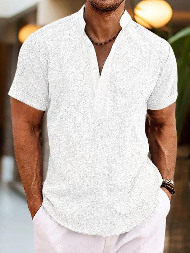 Leo | Men’s Summer Henley Short Sleeve Shirt with Button Placket