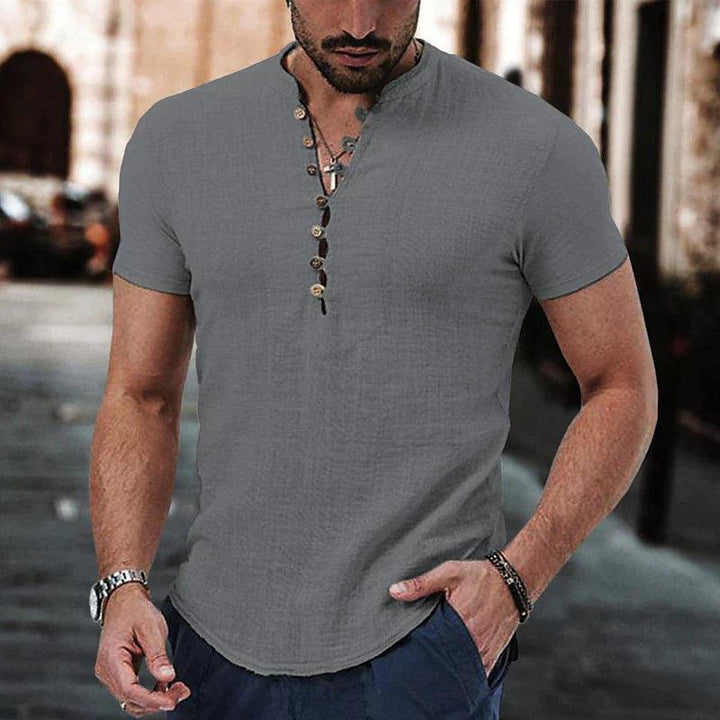 Justin | Men's Retro Multi Button Short Sleeve Henley Shirt