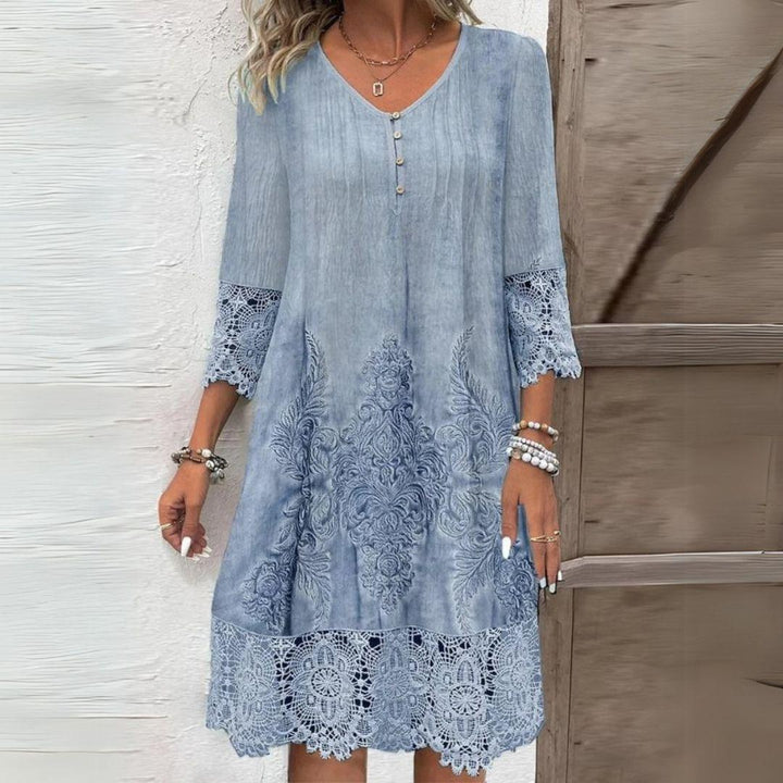 Jenna | Women's Lace Crochet Denim Midi Dress