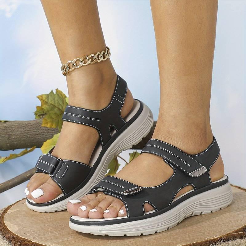 Women’s Black Sport Sandals – Adjustable Strap Comfort Walking Sandals for Summer Casual Vacation