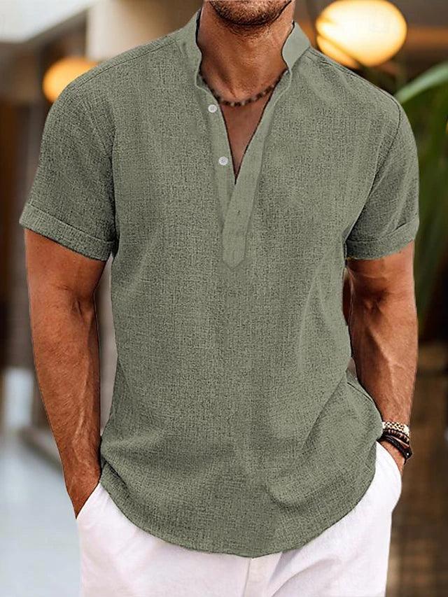 Leo | Men’s Summer Henley Short Sleeve Shirt with Button Placket