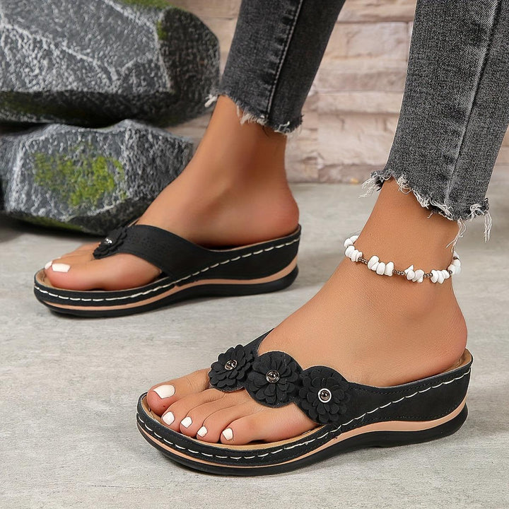 Pippa | Women's Floral Detail Platform Wedge Sandals