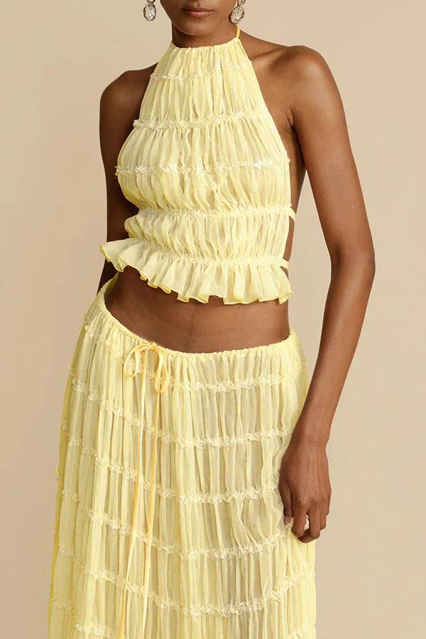 Darcie | Women's Pleated High Neck Halter Top