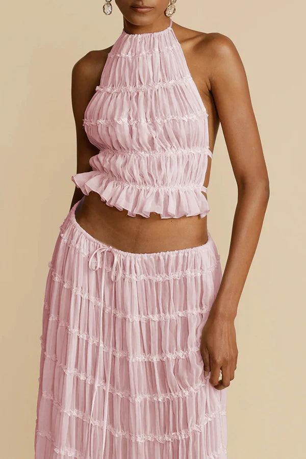 Darcie | Women's Pleated High Neck Halter Top
