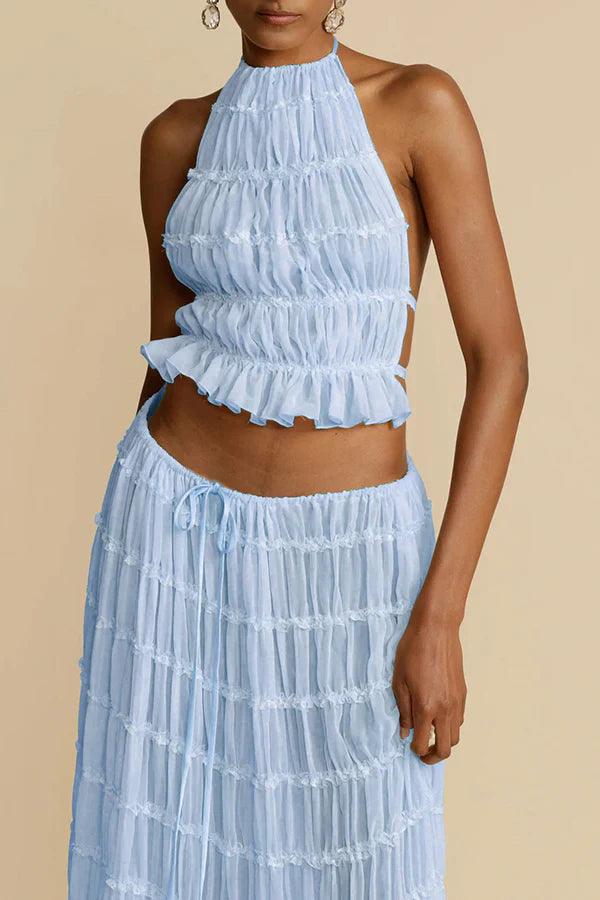 Darcie | Women's Pleated High Neck Halter Top