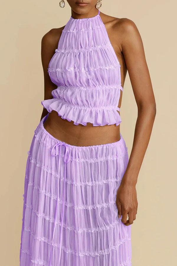 Darcie | Women's Pleated High Neck Halter Top