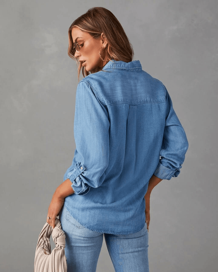 Dawna | Women's Long Sleeve Button Front Denim Shirt
