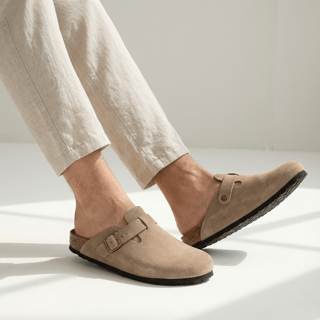 Max | Men’s Casual Suede Clog Mules with Buckle Strap