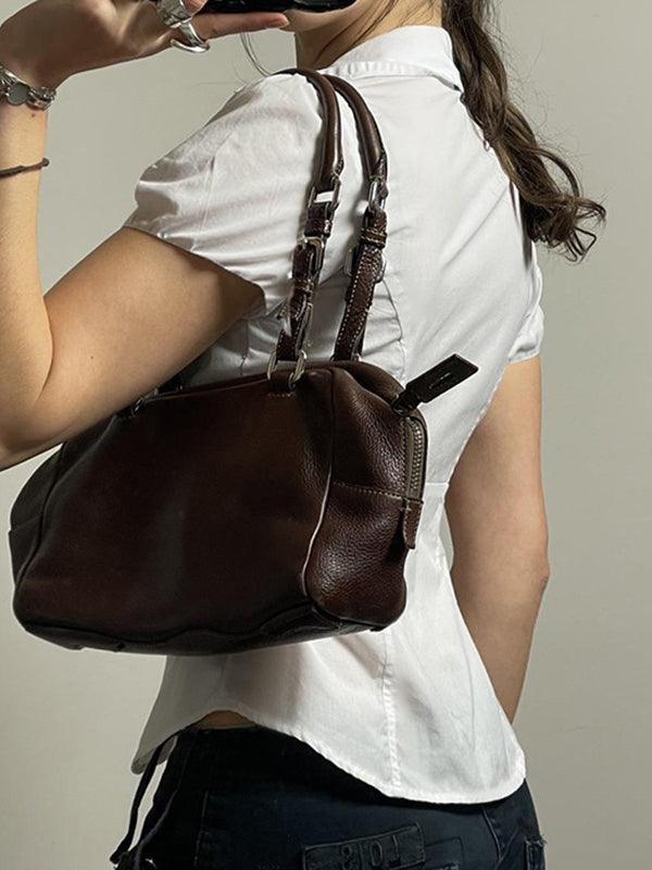 Dena | Women's Turn Down Collar Short Sleeve White Shirt