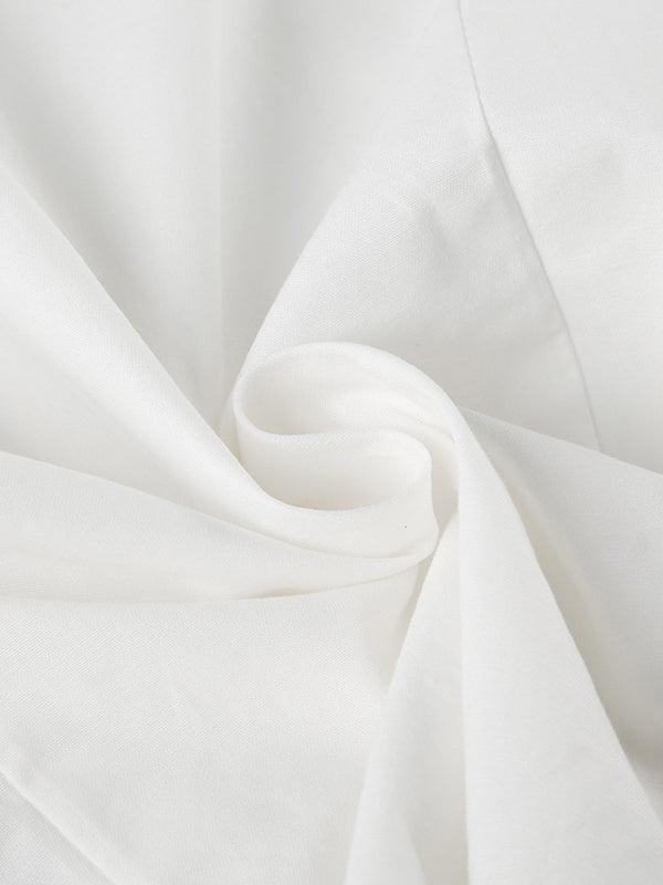 Dena | Women's Turn Down Collar Short Sleeve White Shirt