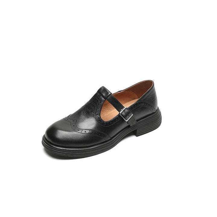 Women’s Brown Mary Jane Loafers – Buckle Strap Comfort Walking Shoes for Casual Everyday Wear