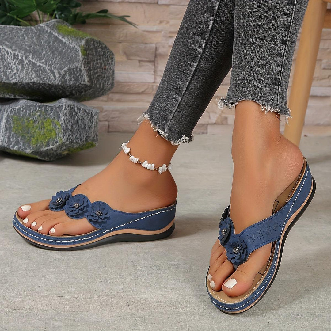 Pippa | Women's Floral Detail Platform Wedge Sandals