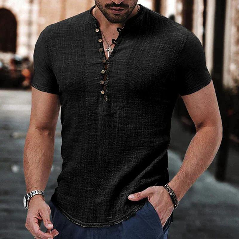 Justin | Men's Retro Multi Button Short Sleeve Henley Shirt