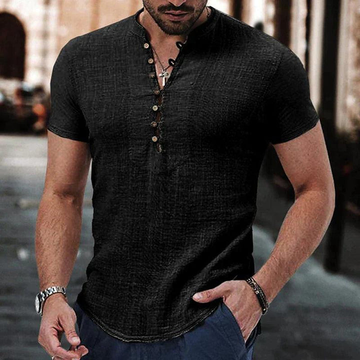 Justin | Men's Retro Multi Button Short Sleeve Henley Shirt
