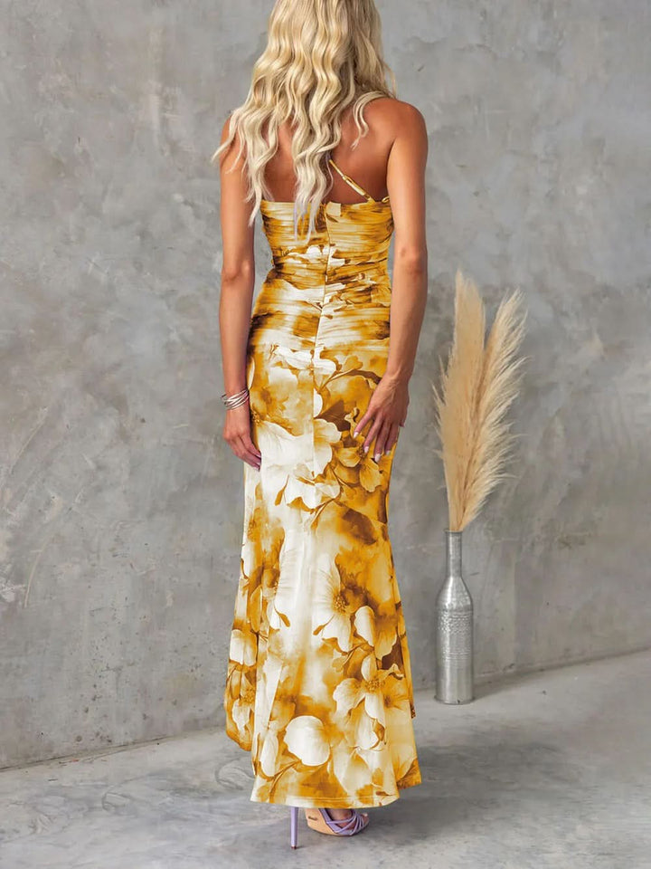 Women's Wedding Guest Floral One Shoulder Maxi Dress