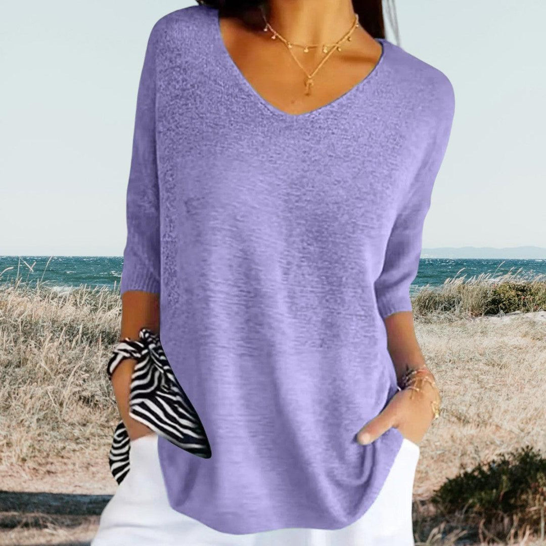 Lily | Women’s Short Sleeve V Neck Summer Blouse