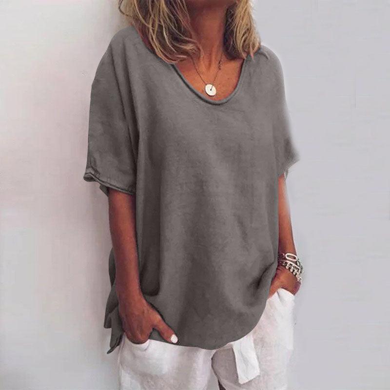 Kathleen | Women's Short Sleeve Loose Comfortable Blouse