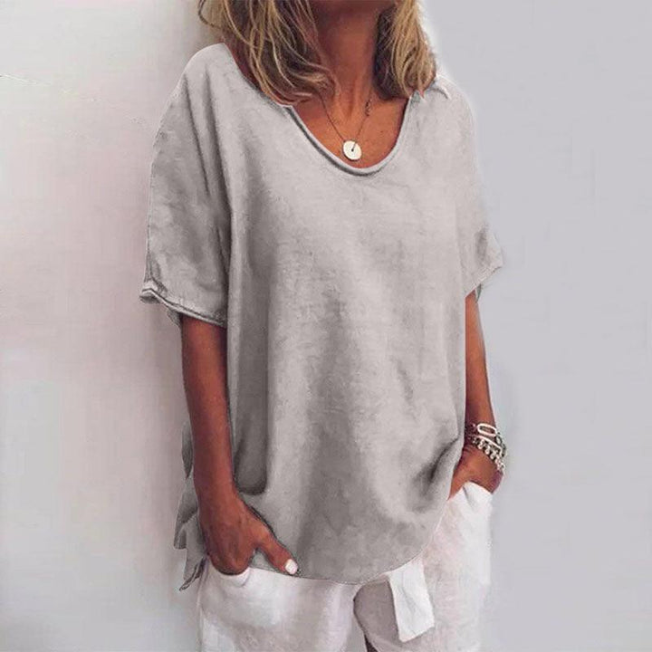 Kathleen | Women's Short Sleeve Loose Comfortable Blouse