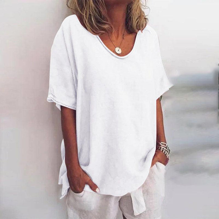 Kathleen | Women's Short Sleeve Loose Comfortable Blouse