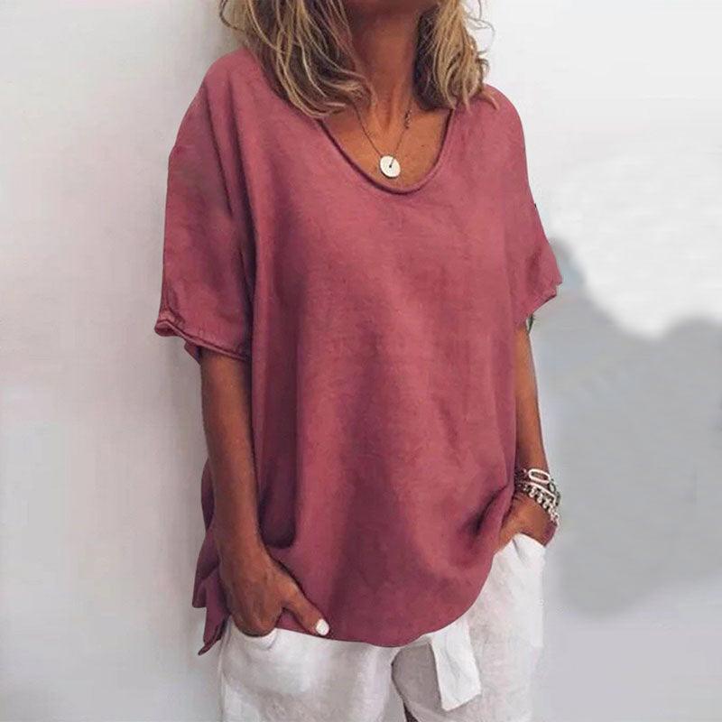 Kathleen | Women's Short Sleeve Loose Comfortable Blouse
