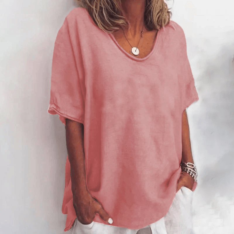 Kathleen | Women's Short Sleeve Loose Comfortable Blouse