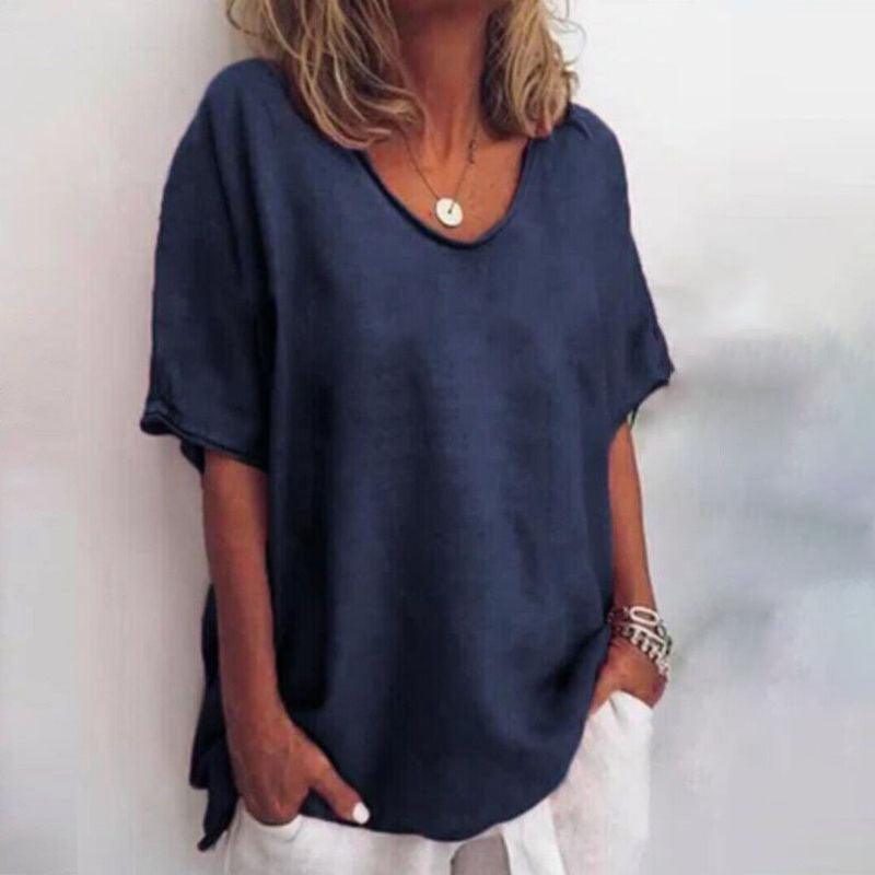 Kathleen | Women's Short Sleeve Loose Comfortable Blouse