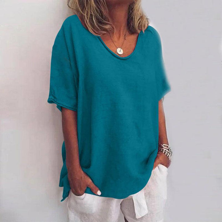 Kathleen | Women's Short Sleeve Loose Comfortable Blouse