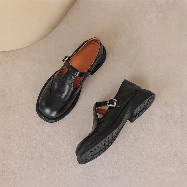 Women’s Brown Mary Jane Loafers – Buckle Strap Comfort Walking Shoes for Casual Everyday Wear