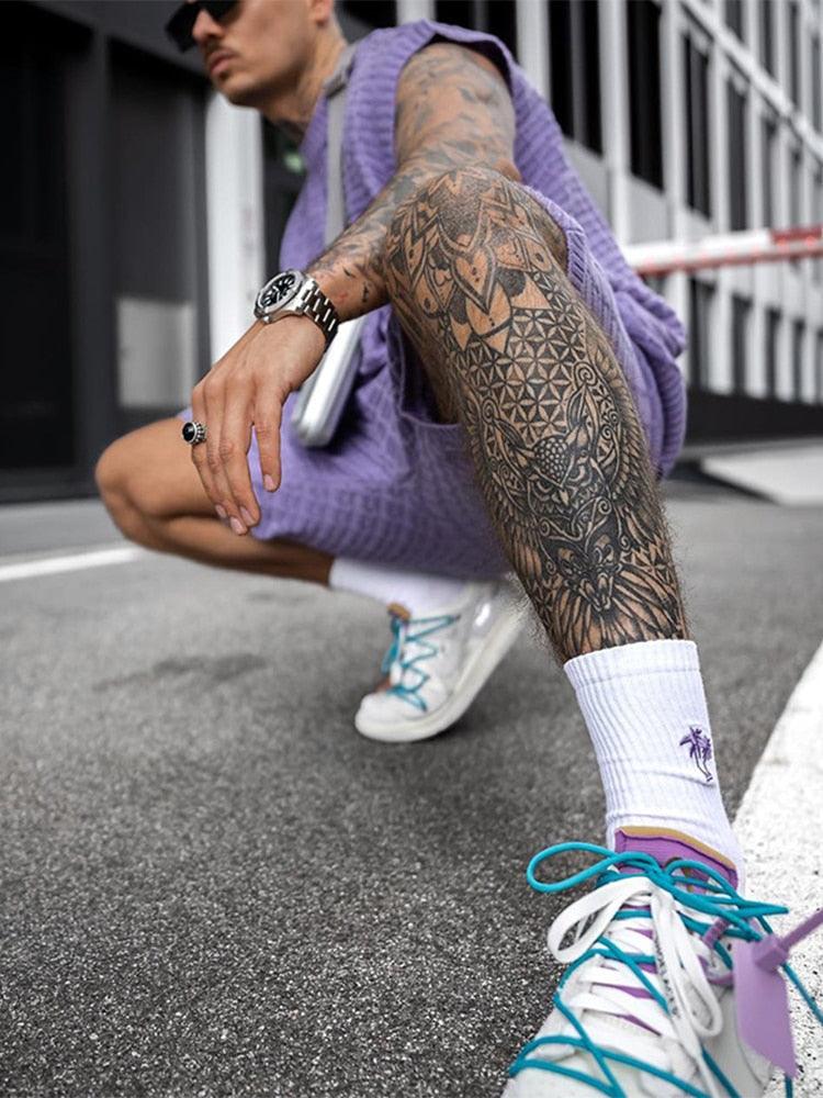 Men's Knit Sleeveless Crew Neck Top and Elasticated Shorts Set