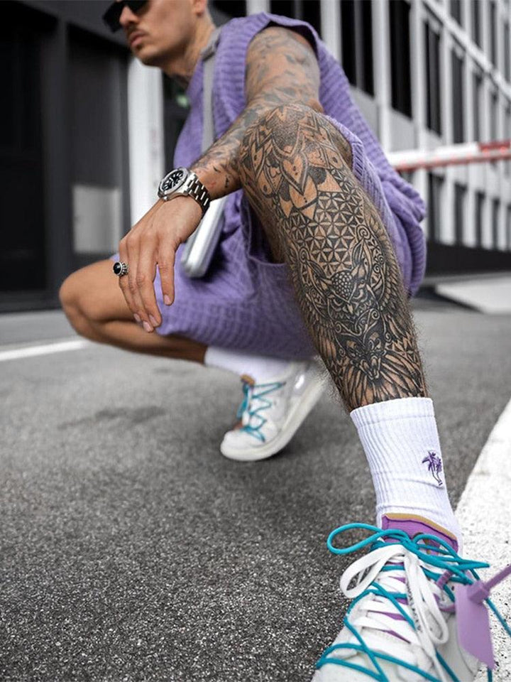 Men's Knit Sleeveless Crew Neck Top and Elasticated Shorts Set