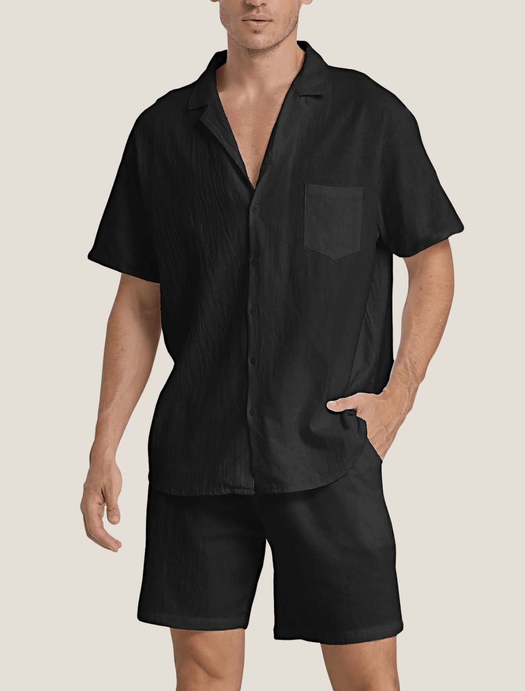 Men's Relaxed Short Sleeve Pocket Shirt and Shorts Set