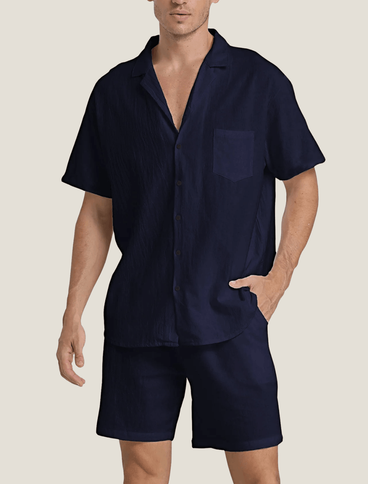 Men's Relaxed Short Sleeve Pocket Shirt and Shorts Set