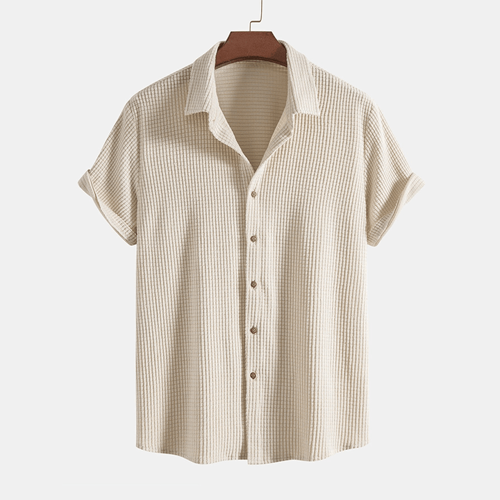 Tommy | Men’s Casual Button-Up Shirt Shorts Two Piece Set with Drawstring