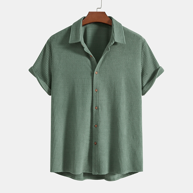 Tommy | Men’s Casual Button-Up Shirt Shorts Two Piece Set with Drawstring