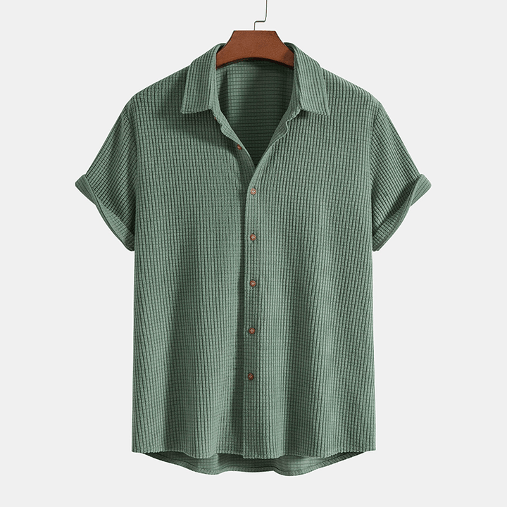Tommy | Men’s Casual Button-Up Shirt Shorts Two Piece Set with Drawstring