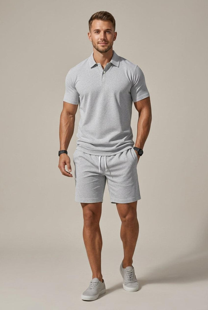 Men's Classic Short Sleeve Shirt and Drawstring Shorts Set