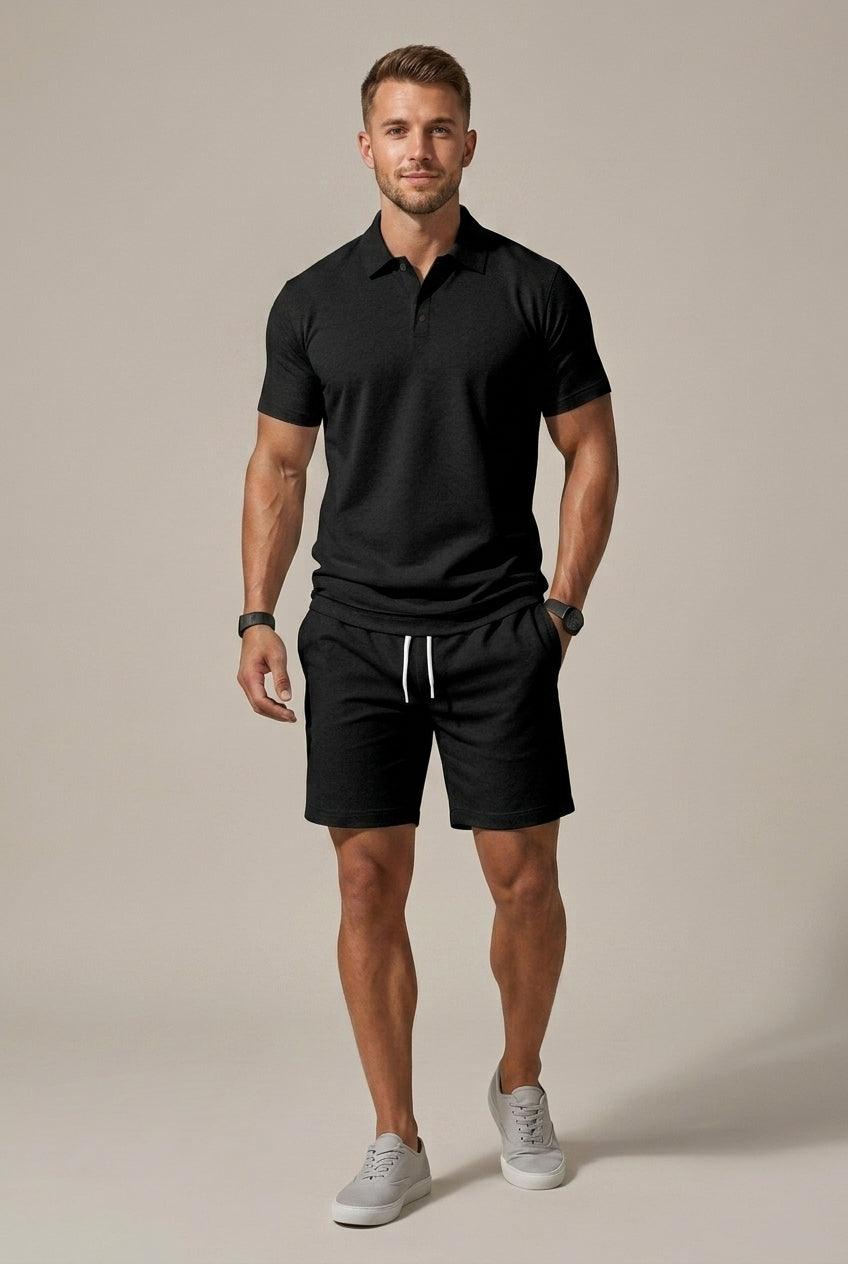 Men's Classic Short Sleeve Shirt and Drawstring Shorts Set