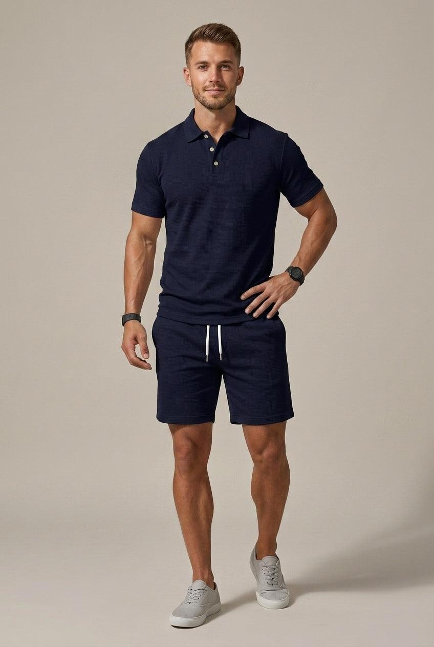 Men's Classic Short Sleeve Shirt and Drawstring Shorts Set
