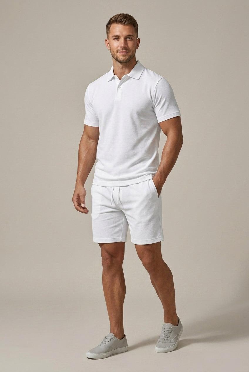 Men's Classic Short Sleeve Shirt and Drawstring Shorts Set