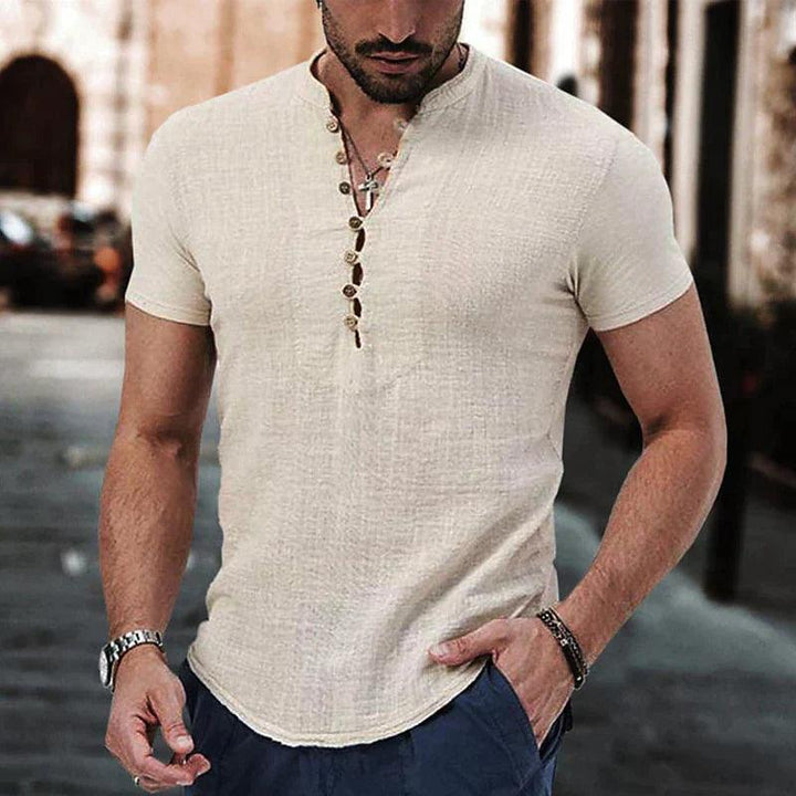 Justin | Men's Retro Multi Button Short Sleeve Henley Shirt