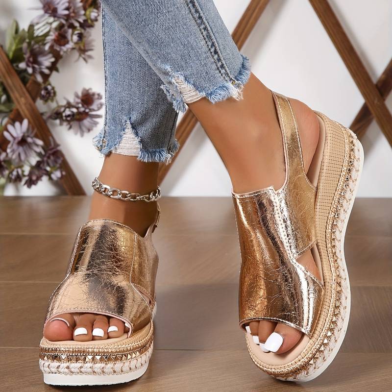 Cheryl | Women's Sparkly Platform Wedge Sandals