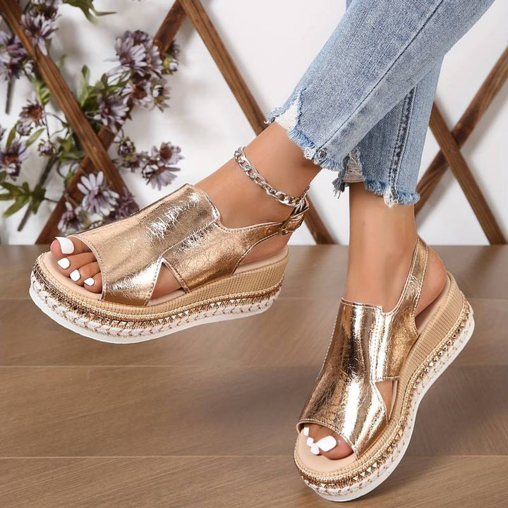 Cheryl | Women's Sparkly Platform Wedge Sandals