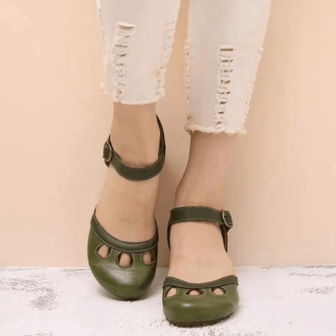 Women’s Blue Mary Jane Heels – Green Strap Low Block Heel Pumps for Casual Party Dress Wear