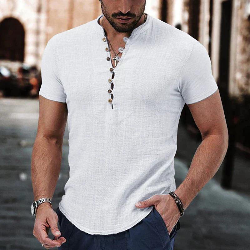 Justin | Men's Retro Multi Button Short Sleeve Henley Shirt