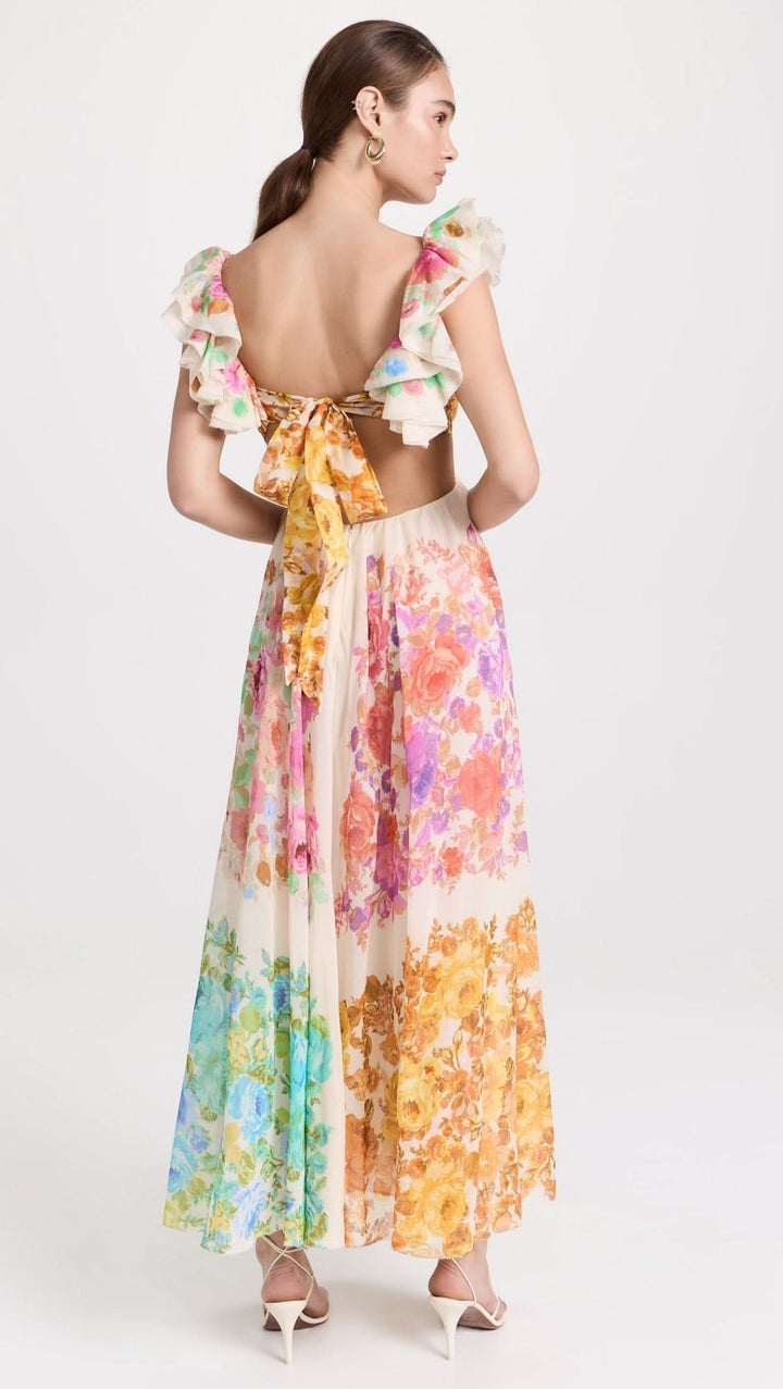 Women's Wedding Guest Floral V Neck Maxi Dress